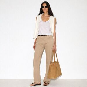 Joseph Khaki Slim Straight Pants Neutral Minimalist CBK Office Casual Tailored